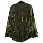 Olive Green Velvet Button Down Shirt Collared Textured Edgy Fall Statement‎ M Size M Photo 1
