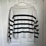 Bershka White Navy Blue Striped V Neck Sweater Sailor Summer Size M womens Photo 3