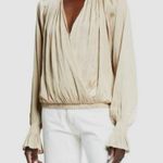 Ramy Brook $345  Womens Gold Metallic‎ Bethany Ruffle Long-Sleeve Blouse Top Sz S Photo 0