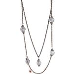 Antique/Vintage Art Deco Flapper Crystal Drop Necklace Long Layered Chain Silver Photo 1
