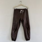SPRWMN Leather Dark Chocolate Brown Leather Jogger Sweatpants Photo 2