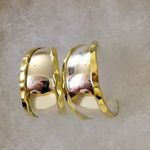 Sterling Silver TAXCO  Lanton Open Hoop Earrings Rimmed in Crimped Brass Photo 1