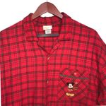 Disney Mickey Mouse Red Flannel Plaid Long Sleeve Button Front Pajama Shirt Top Photo 2