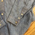 Levi's Levi Sierra Humps And Saddlery Chambray Pearl Snap Orange Tab Shirt Medium VTG Photo 3