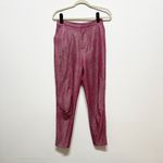 Akira Women's Mid Rise Ankle Crop Pink Glitter Sparkle Embellished Pants Small Photo 0