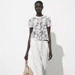 ZARA NWT Front Embroidery T-Shirt / White Lace Floral Top Women’s Small Photo 1