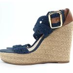 Steve Madden Navy Blue Knit High Heel Wedge Espadrilles Women's Size 9.5 Photo 1