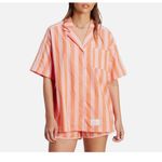 Adidas NWT Originals Resort Striped Cotton Button-Up Shirt Oversized Small Photo 3