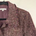 Ann Taylor Purple Tweed Fringe Fitted Blazer Jacket Womens 10 Preppy Career Photo 6