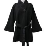 Hilary Radley NWT  Black Wool Blend Belted Coat Poncho Cape Small Photo 2