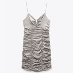ZARA NWT SATIN EFFECT DRAPED DRESS BLOGGERS FAV GRAY / SILVER SMALL Photo 7