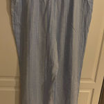 Elie Tahari Tahari Linen Blend Pants‎ Size XL blue Cropped Length Relaxed Wide Leg Striped Photo 0