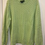 Ralph Lauren LAUREN  LIGHT GREEN CABLE KNIT PULLOVER PINK LOGO ON LEFT SIDE L/S Photo 0