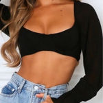 White Fox Boutique NWT  Sheer Perfection Long Sleeve Crop Corset Black Size Small Photo 0