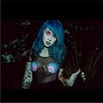 Iron fist NEW! Mermaid For Life Sheer Black Midi Dress Size LARGE Blue Seashells Photo 3