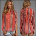 Free People Free‎ People Moonlight Mile Woven Top Hot Coral Floral Size Small Photo 11