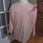 Quacker Factory  Womens Light Pink Embellished Seguin Long Sleeve Shirt Top Large Photo 1