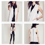 Free People Womens Eyelet Vest Small White Distressed Linen Coquette Beachy Photo 2