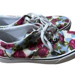 Vans  Floral Rose Blue Plaid Tie Lace Sneakers Shoes Size 8.5 Womens Photo 4