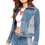 Lee Vintage Modern Women's Contrast Denim Seamed Collared Jean Jacket Sz XS NWT Photo 0