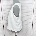 Elle  Scallop Hem Pique Knit Sleeveless Tank Top Shirt Ivory White‎ Large Photo 1