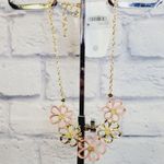 kim rogers NWT Gold Tone Pink Flower Necklace Photo 1