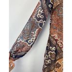 Meghan LA Meghan Los Angeles Dress‎ Brown Floral Paisley Long Sleeve Mini V-Neck Size S Photo 1