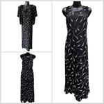 VTG 90s Molly Malloy Sleeveless Floral Maxi Black Dress With Cardigan Women’s 12 Photo 1
