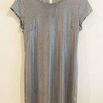 VTG Dress Women Metallic Holiday Bodycon Midi Geometric Large New Years Disco Silver Photo 0