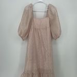 Anthropologie  Soft Pale Pink Textured Puff Sleeve Baby Doll Midi Dress size XS Photo 2