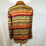 Coldwater Creek Earthtone colors 100% Silk long sleeve button down top size small Photo 4