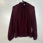 Joie NWT  Burgundy Wine Long Sleeve Sheer Smocked Blouse Photo 1