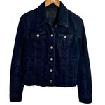 BLANK NYC Dark Wash Denim Jacket Women S Capsule Wardrobe Raw Hem Pocket Minimal Photo 0