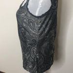 Travel by Tribal dark grey paisley lace trim tank top size XS Gray Photo 3