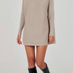 Turtleneck Batwing Sleeve Oversized Ribbed Knit Tunic Sweater (72) Photo 6