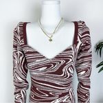 ASTR  Bodycon Knit Mini Dress in Wine & White Photo 1