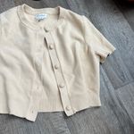 Lovers + Friends Claudia Women's Cream Short Sleeve Cardigan Sweater size small Photo 2