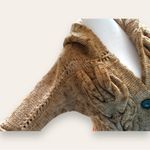 American Vintage Chunky knit sweater cardigan Wool Alpaca blend with hood 3/4 sleeves brown S/M Photo 1