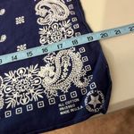 Vintage 90s USA Made Blue Mushroom Print Square Cotton Bandana Neck Tie Photo 7