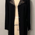 John Roberts Vintage Animal/Leopard Print Collar Black Blazer Dress, USA|Size:12 Photo 0