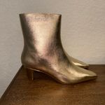 Schutz  Dellia Casual Kitten Heel Metallic Gold Square Toe Shoe Boots Size 10B  Photo 2