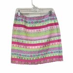 Lilly Pulitzer  Size 8 Pink & Green Multi Ribbon Pencil Skirt Preppy Easter Photo 0