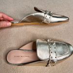 Stuart Weitzman  Metallic Pearlstud Embellished Mules Size 4 Photo 6