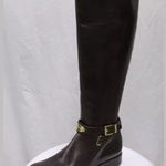 Michael Kors Arley Leather Riding Boots Gold Logo Photo 1
