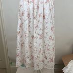 Christian LaCroix  White Pink Floral Print Ruffle Sleeveless Midi Length Dress L Photo 6