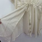 Club Z Collection Ivory Gold Metallic Stripe Swim Coverup Boho Tassel Size 2X Photo 2