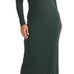 Marine layer  Dress Size L LEXI V Neck Ribbed Stretch Knit Long Sleeve Maxi Green Photo 0
