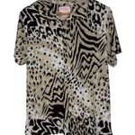 Coral Bay Gold Tan/Brown Animal Print Short Sleeve Polo Shirt size XL Tan Photo 0