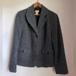 L.L.Bean  Grey Herringbone Tweed Wool Silk Blazer Riding Jacket Heritage Classic Photo 7