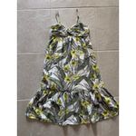 Banana Republic  Midi‎ Dress Womens Size 6 Linen Sweetheart Palm Beachy Summer Photo 2